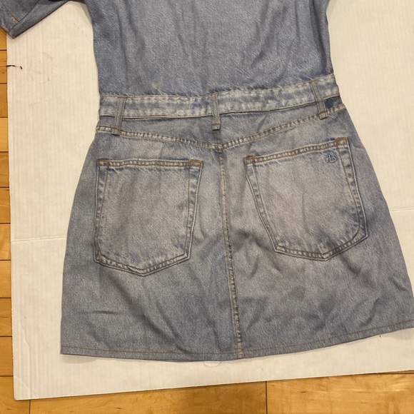 RAG & BONE Silky Light Blue Denim Look Mini Dress with short sleeves Size Medium - Picture 8 of 17